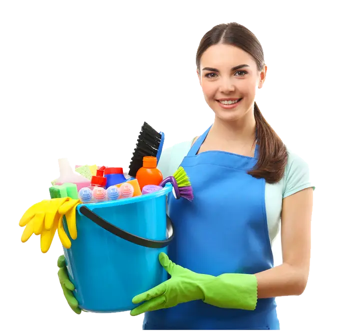 Women with cleaning kit