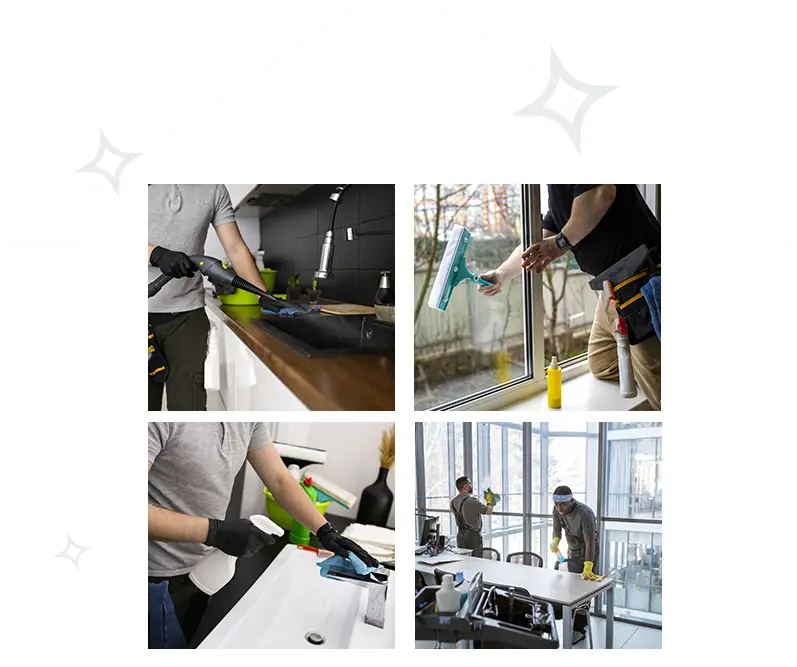 Collage image of cleaning services